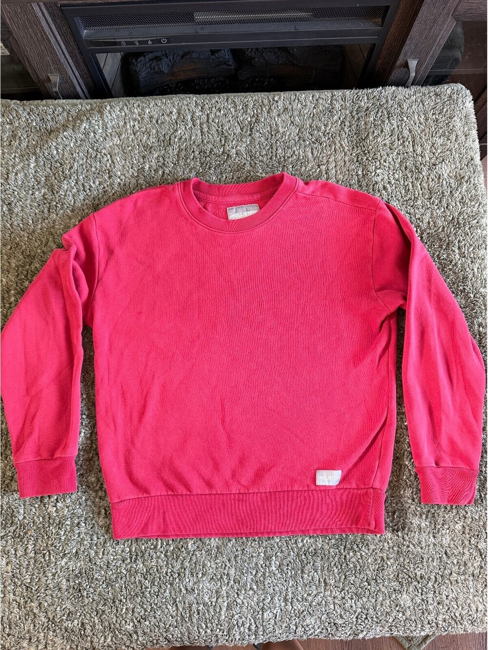 Hollister Small Relaxed Fit Red Crewneck Sweatshirt